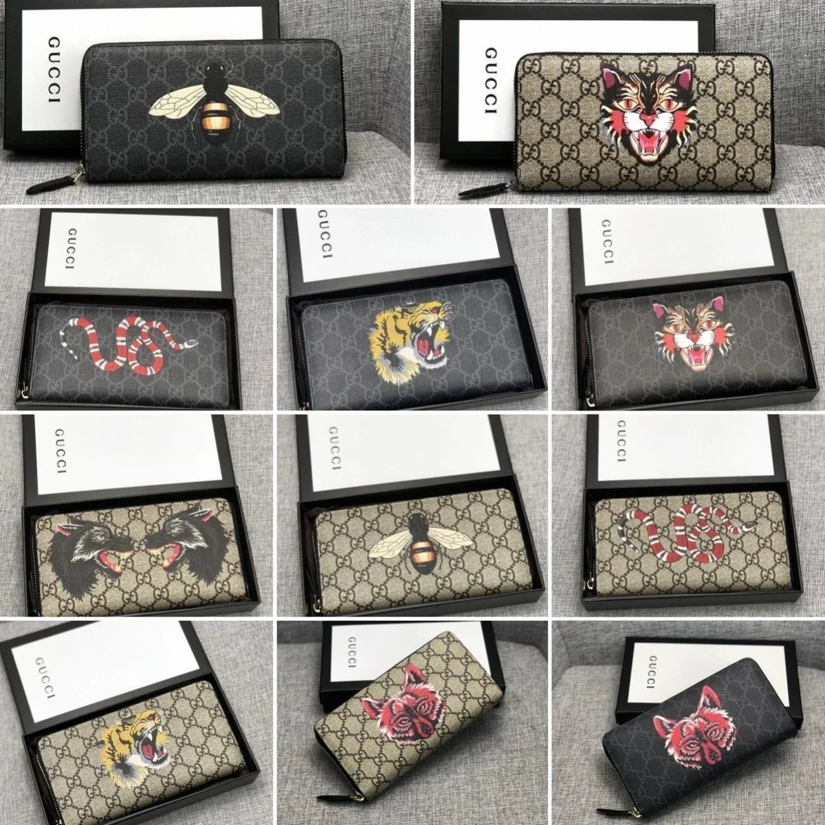 Gucci Animal Print Zip-Around Wallets