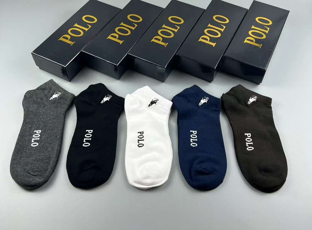Polo Men's Low-Cut Socks in Grey, Black, White, Navy, and Brown