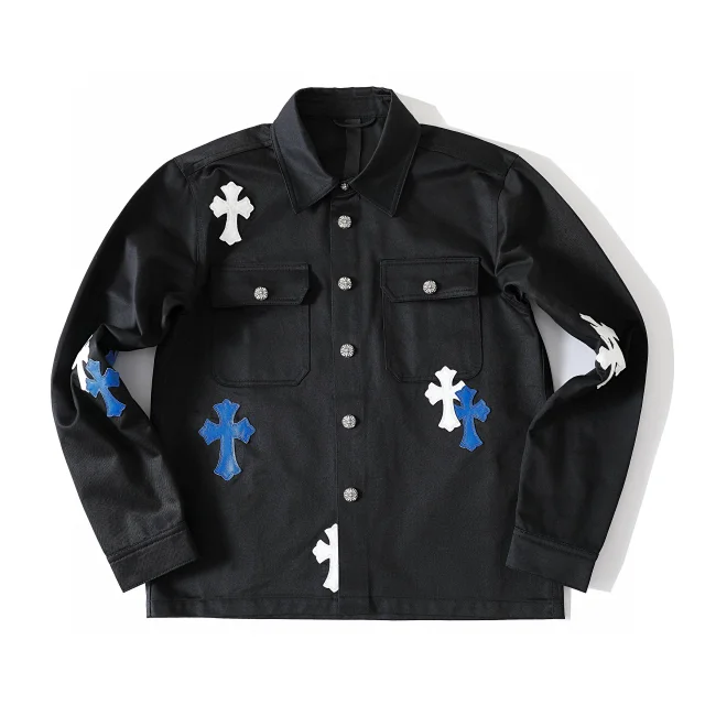 Black Cross Embellished Jacket