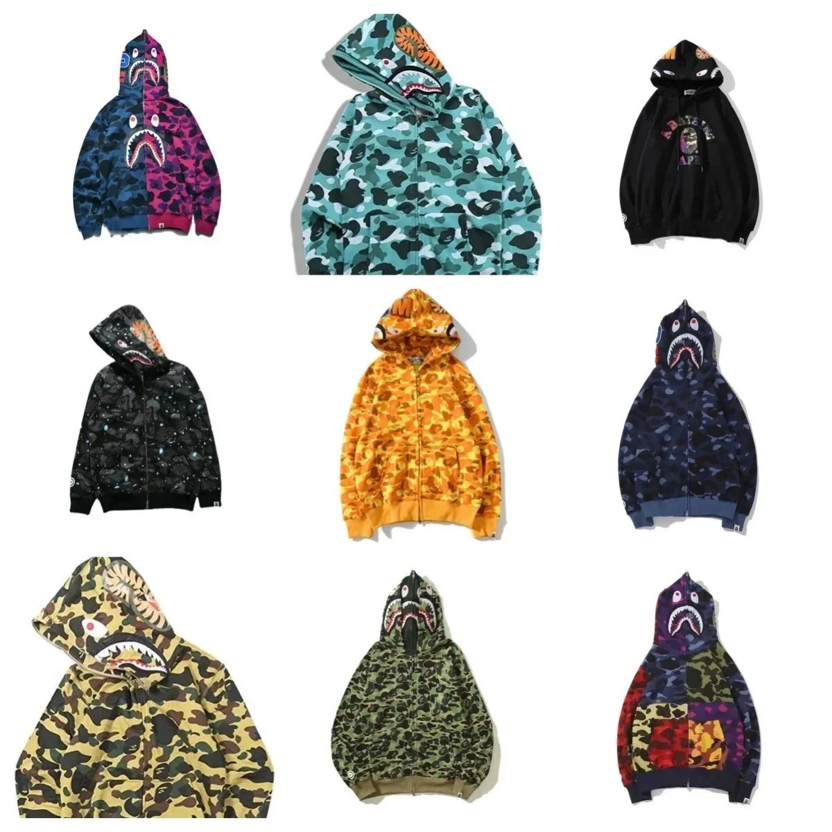 A Bathing Ape Camo Shark Hoodie