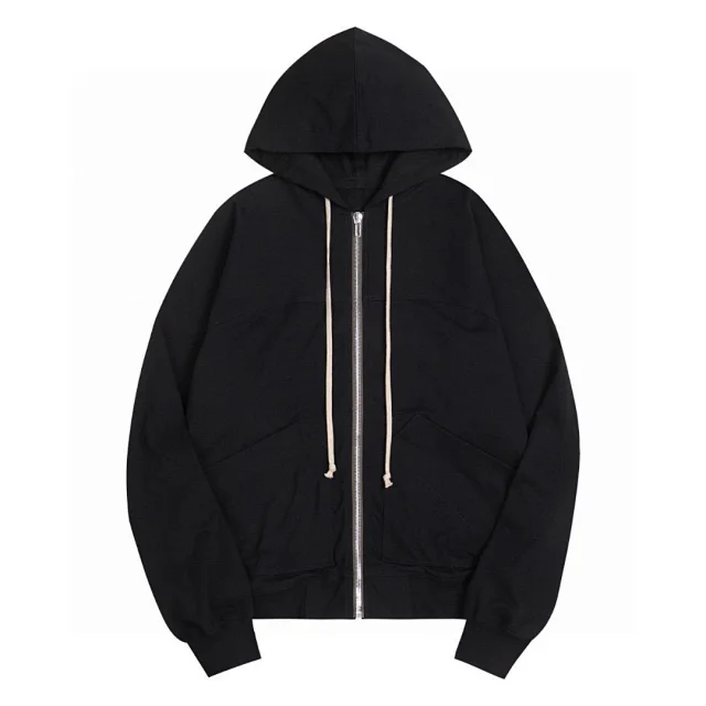 Rick Owens Black Zip-Up Hoodie