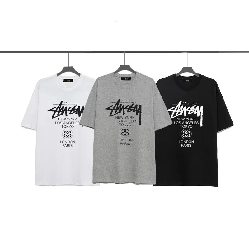 Stussy White Grey Black Short Sleeve T-Shirt