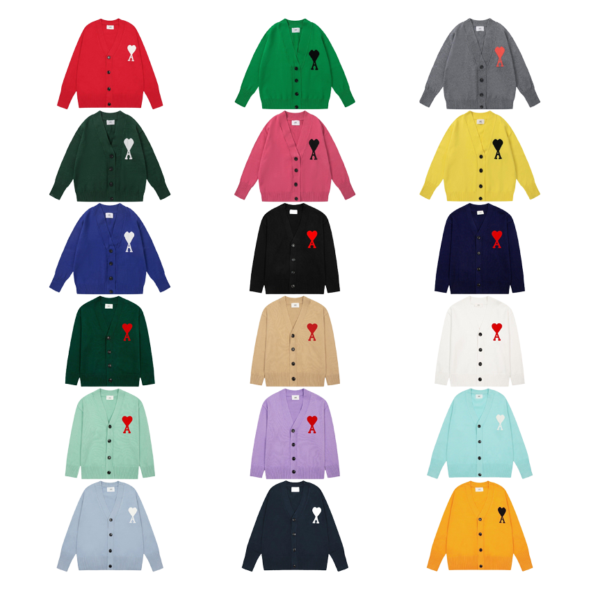 Ami Paris Color Block Cardigan Sweater