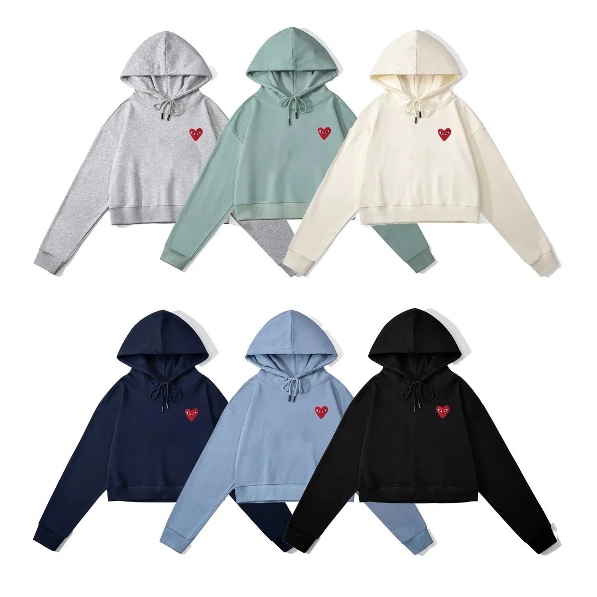 Comme des Garçons Play Red Heart Hooded Crop Sweatshirt