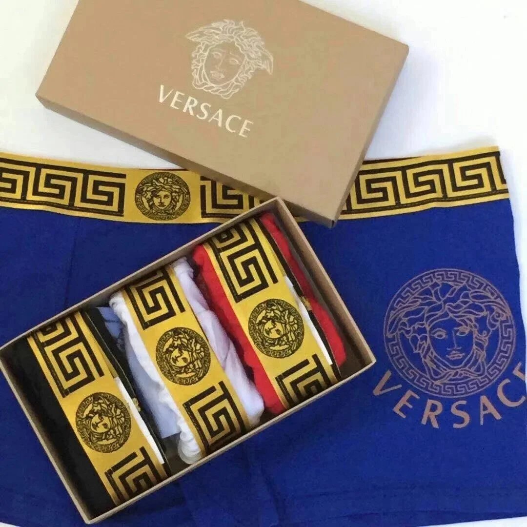 Versace Blue, White, and Red Boxed Underwear Set