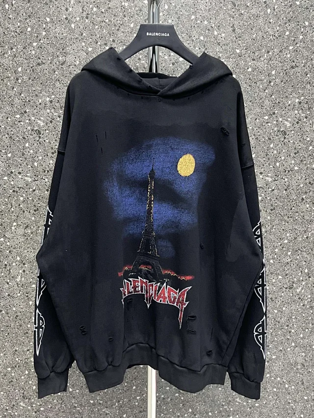 Balenciaga Black Distressed Hoodie