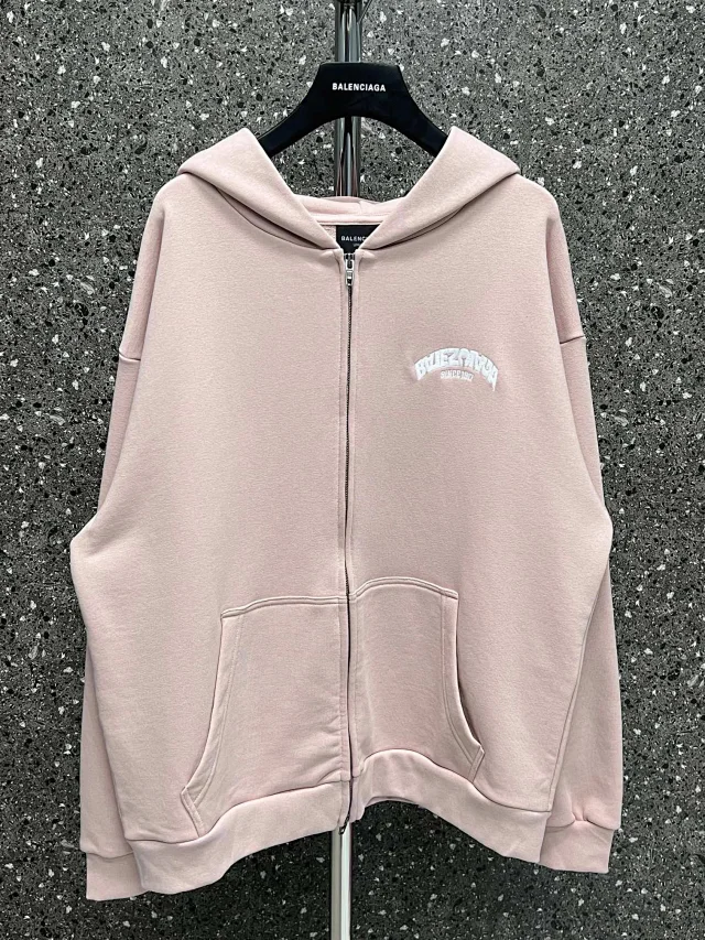 Balenciaga Light Pink Zip-Up Hoodie