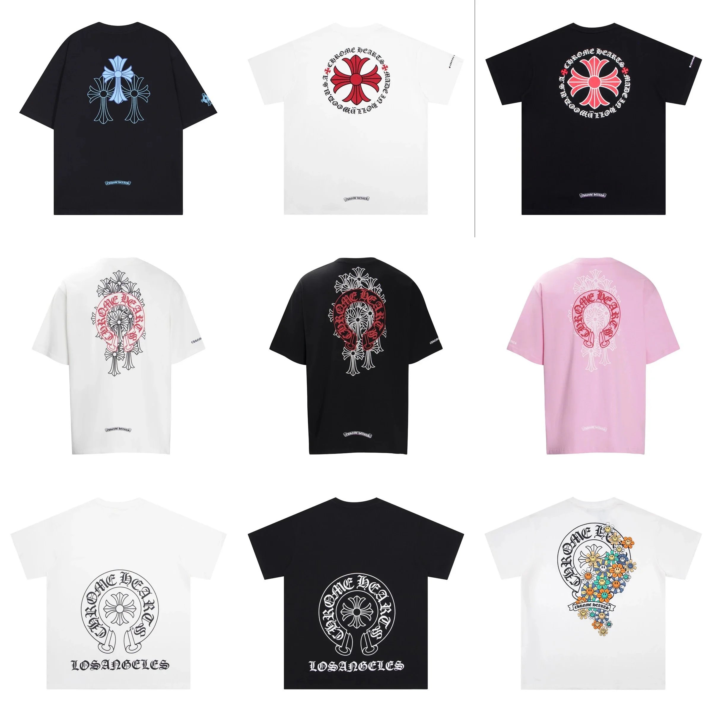 Chrome Hearts Black White Pink T-Shirt Collection