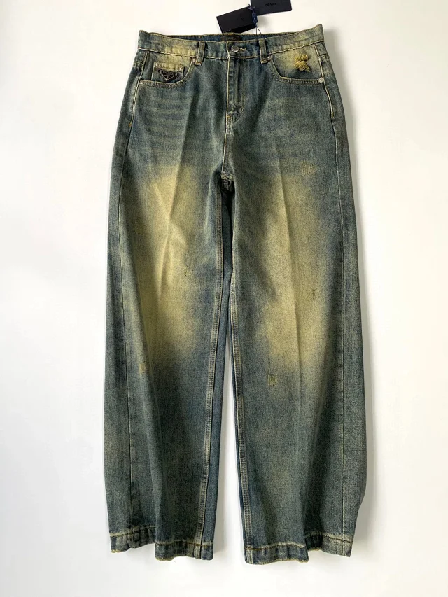 Prada Blue Wide-Leg Denim Jeans