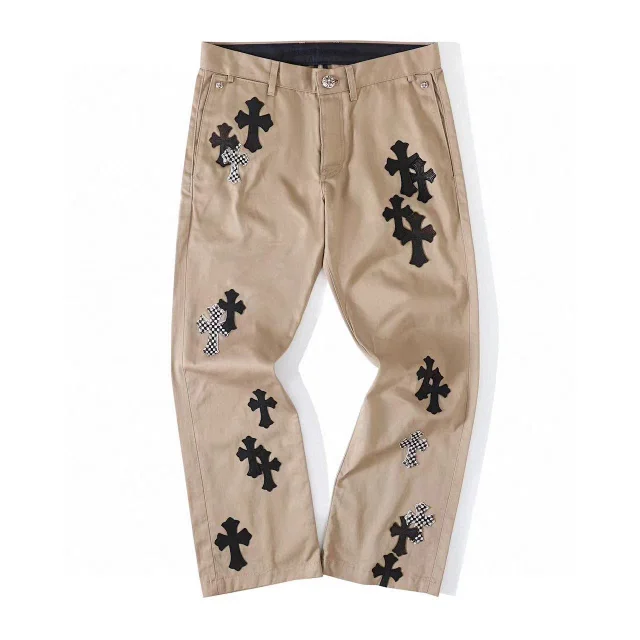 Chrome Hearts Beige Cross Patch Trousers