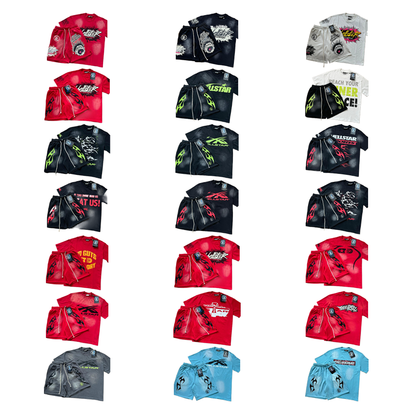 Hellstar Red Flame Graphic T-Shirt and Shorts Set