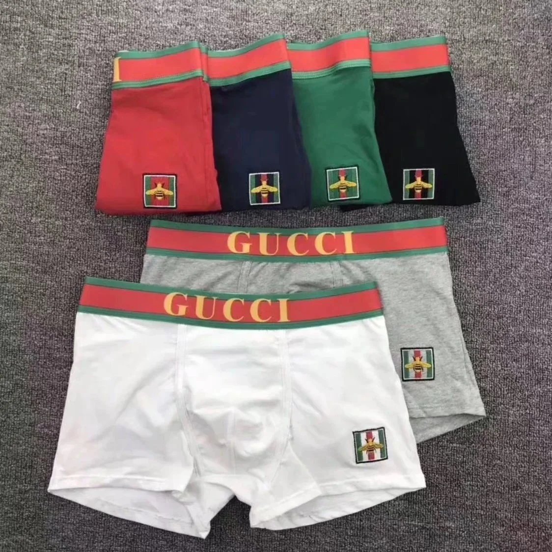 Gucci Men's Boxer Shorts in Red, Navy, Green, Black, White, and Grey