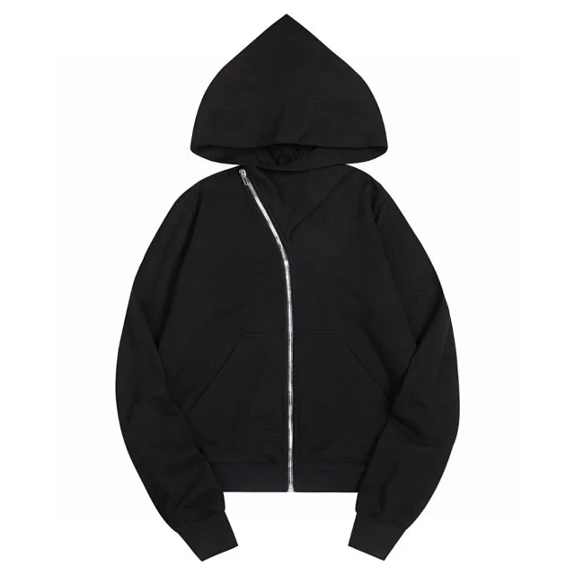 Black Zip-Up Hooded Sweatshirt