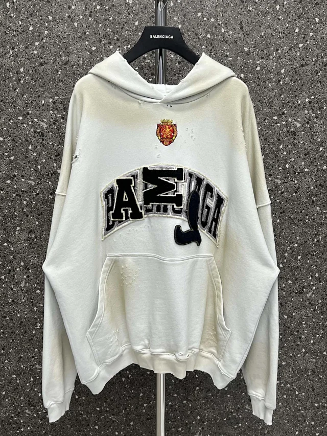 Balenciaga White Distressed Hoodie