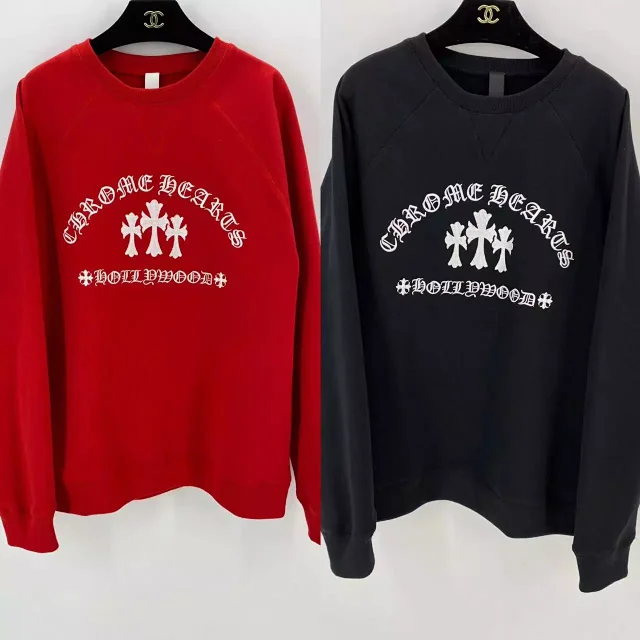 Chrome Hearts Red and Black Crewneck Sweater