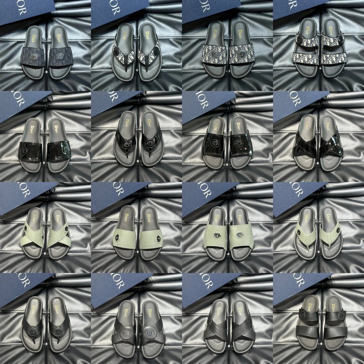 Dior Black Leather Flip Flops