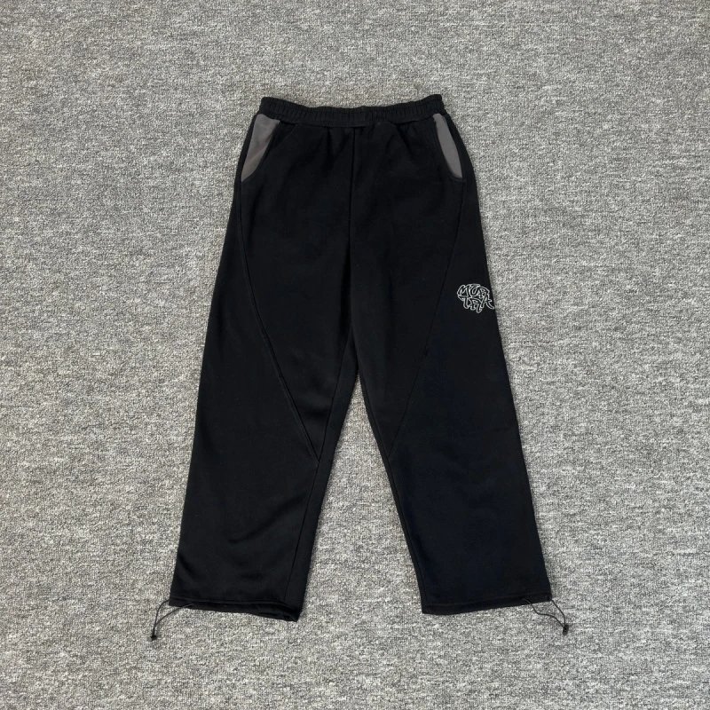Black Casual Track Pants with Drawstring Waist