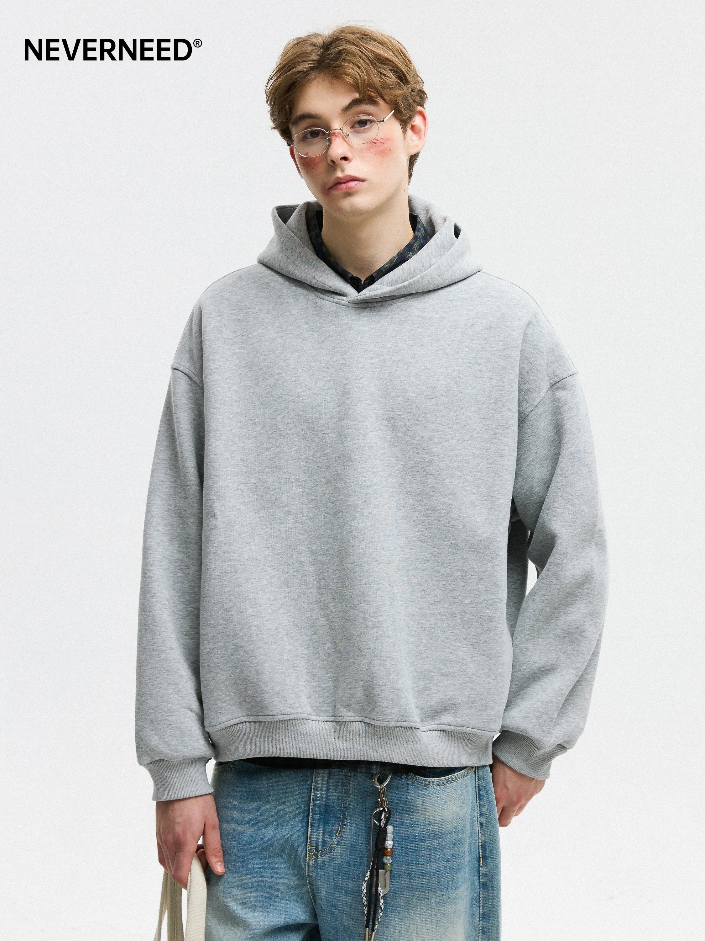 Neverneed Grey Oversized Hoodie