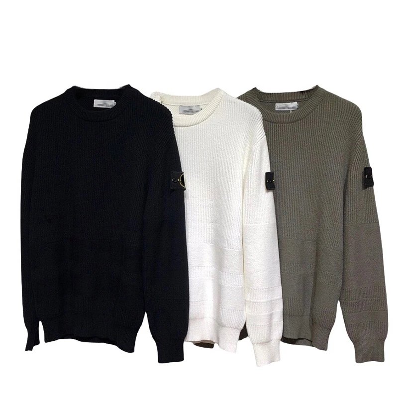 Stone Island Black White Olive Knit Sweater
