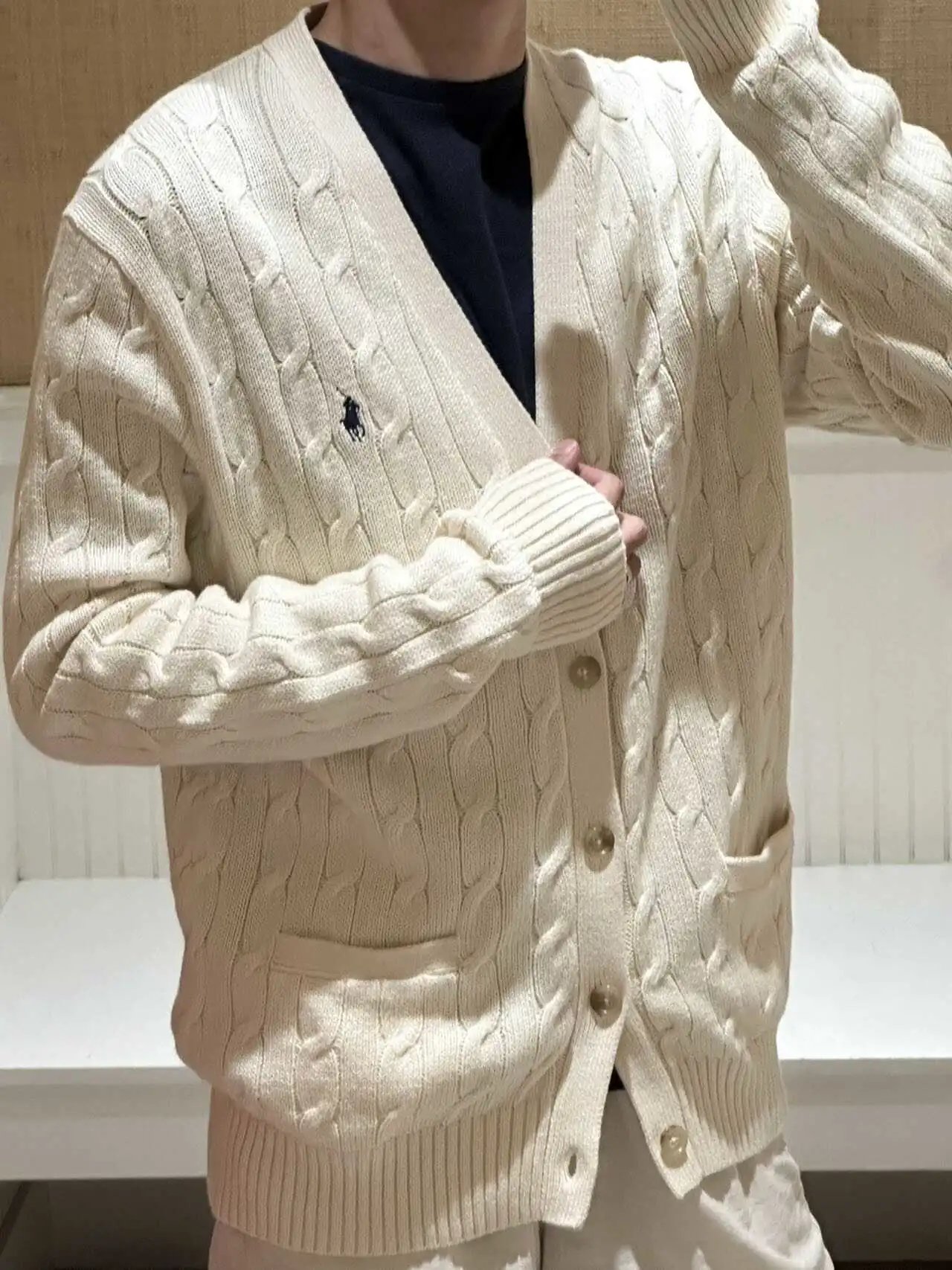 Ralph Lauren Cream Cable Knit Cardigan