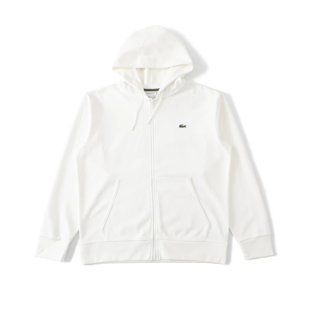 Lacoste White Zip-Up Hoodie