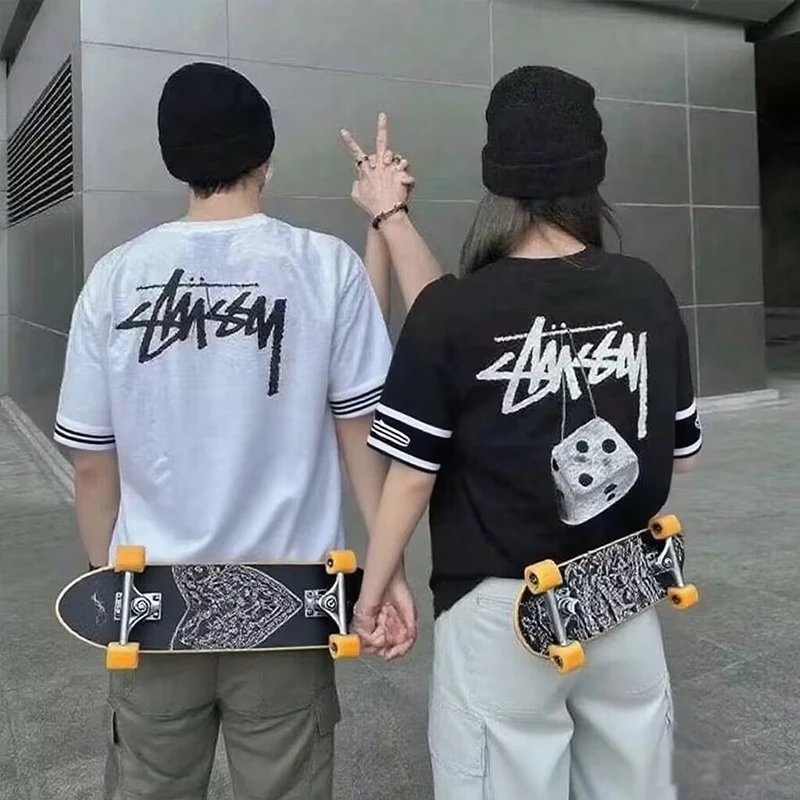 Stussy White and Black Short Sleeve T-Shirts