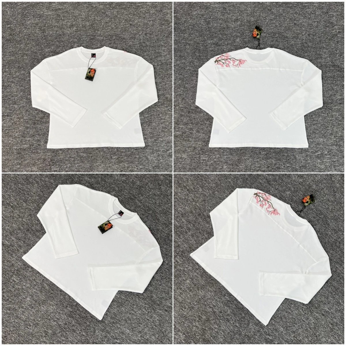 White Long Sleeve T-Shirt with Embroidery