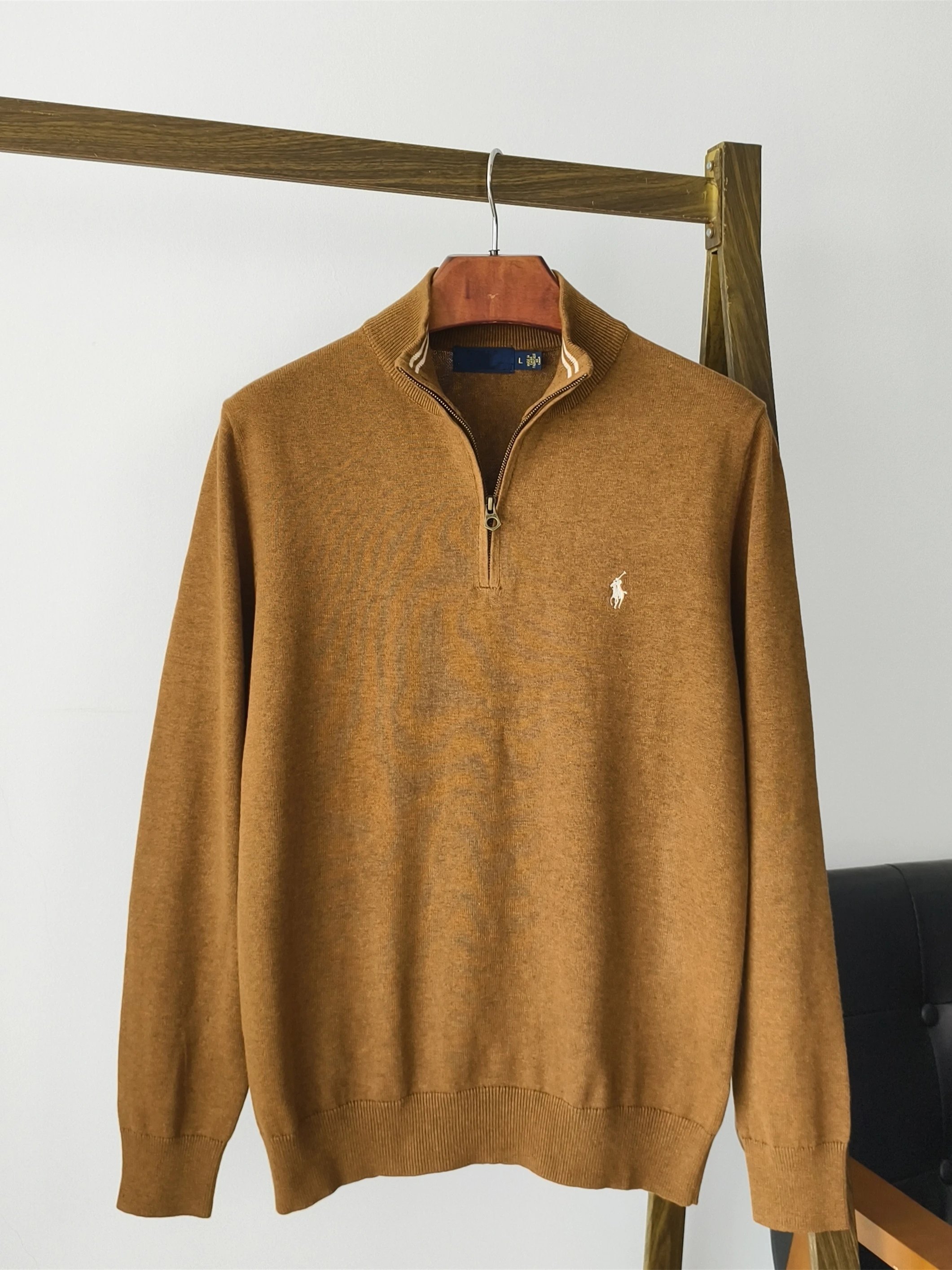 Ralph Lauren Brown Half-Zip Knit Sweater