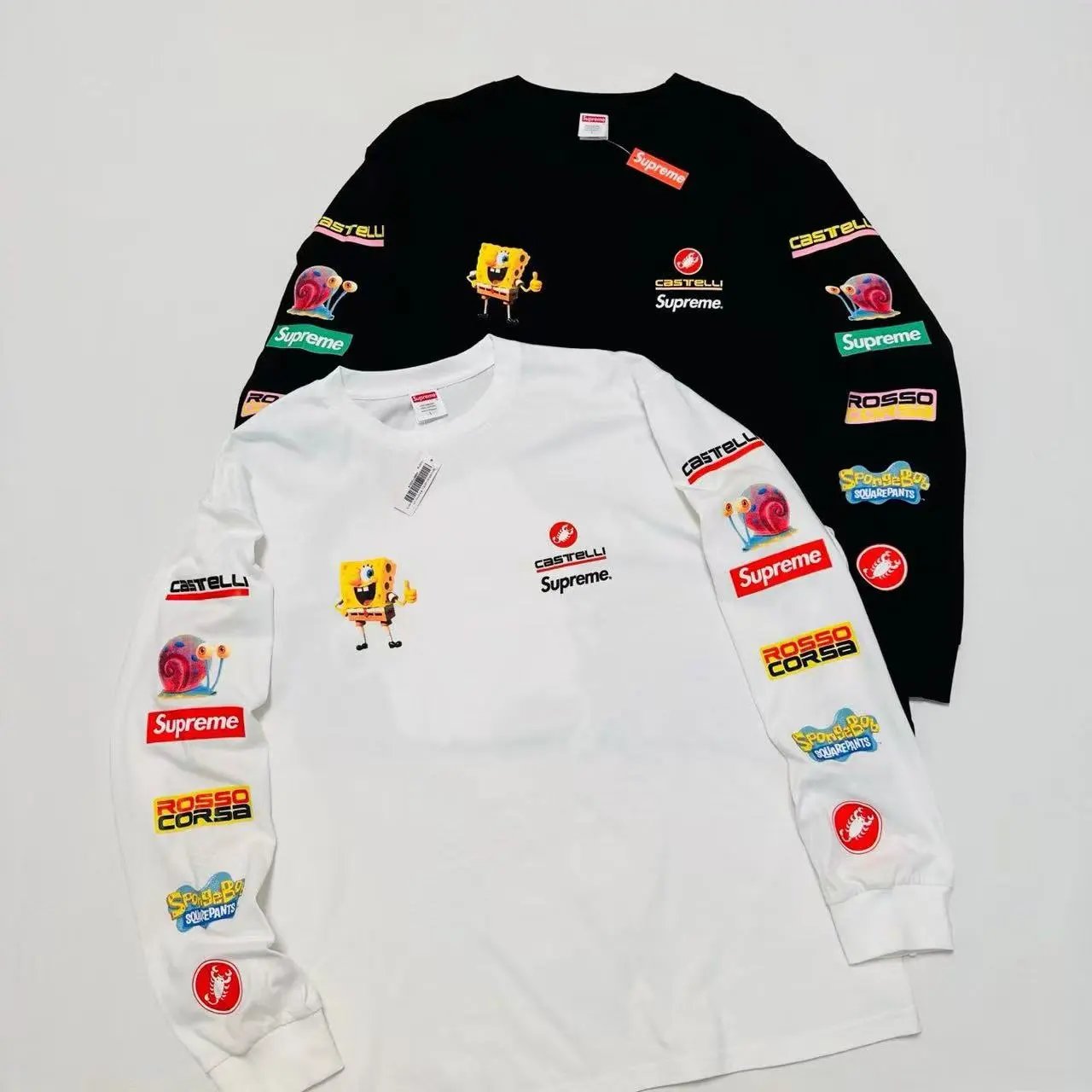 Supreme SpongeBob Long Sleeve Tee White/Black